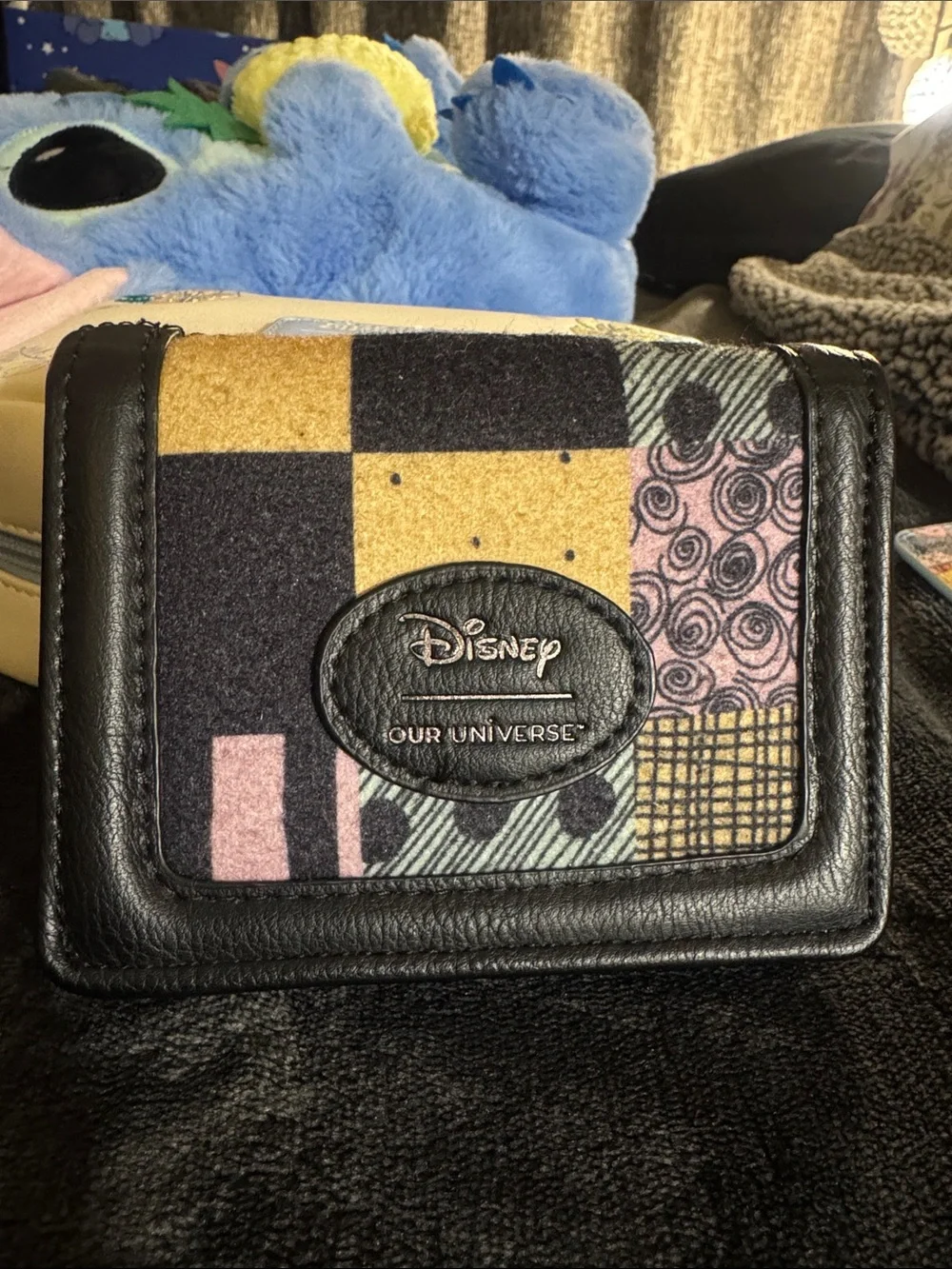 Disney Patchwork Card Holder in Black, Pink, Yellow